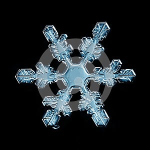 Natural crystal snowflake macro piece of ice