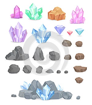 Natural Crystals and Stones Illustrations Set