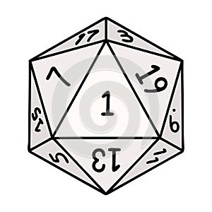 natural 1 D20 dice roll illustration photo