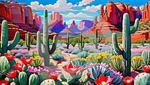 Natural desert flower blossom cactus vegetation rugged cliff