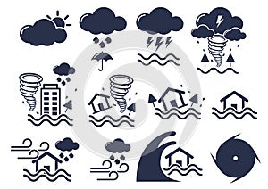 Natural disaster icons set 20