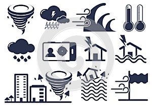 Natural disaster icons set 21