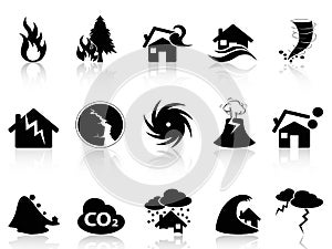 Natural disaster icons set