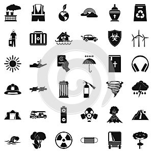 Natural disaster icons set, simple style