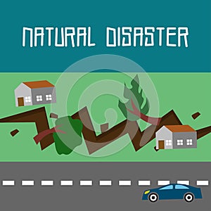 Natural Disaster Illustration Vector Art Logo Template