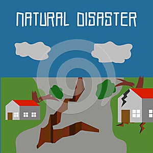 Natural Disaster Illustration Vector Art Logo Template