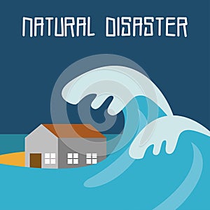 Natural Disaster Illustration Vector Art Logo Template