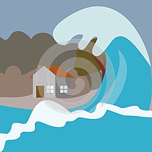 Natural Disaster Illustration Vector Art Logo Template