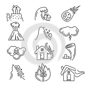 Natural disaster vector icons