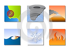 Natural disasters icons vector photo