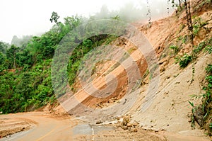 Natural disasters, landslides during the rainy season in Thailand