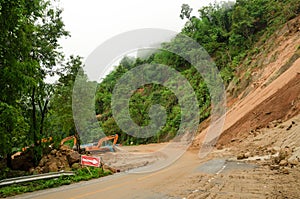 Natural disasters, landslides during the rainy season in Thailand