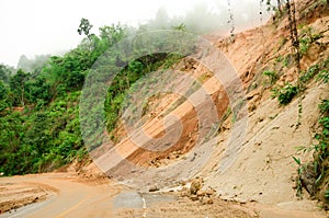 Natural disasters, landslides during the rainy season in Thailand photo