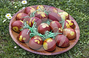 Natural dyed easter eggs colored with onion skins 2