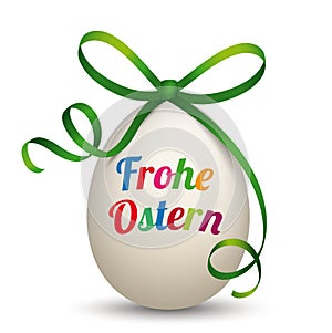 Natural Egg Green Ribbon Frohe Ostern
