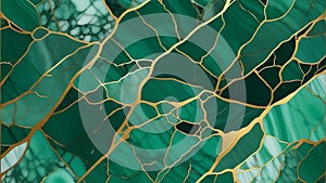 Natural emerald green gold marble texture background