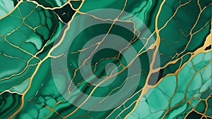 Natural emerald green gold marble texture background