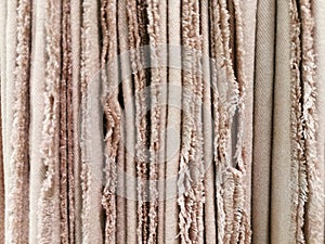 Natural fabric texture. Crumpled cloth textile background. Draped raw organic cloth grey tonos pattern photo