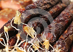 Natural farm jerked smoked sausage meat