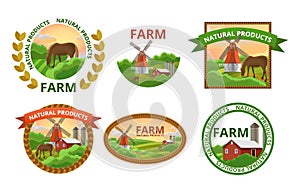 Natural farm products labels set