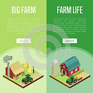 Natural farming isometric vertical flyers