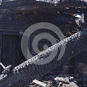 Natural fire ashes with dark grey black coals texture. It is a flammable black hard rock. copyspace