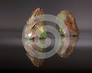 Natural fire play-of-colour opal Welo photo