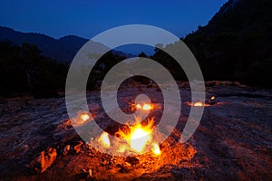 Natural fires on the slopes of Mount Chimera