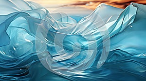 Natural Flow of Soft Curtains Dancing in Ocean Water Abstract Background AI Generative