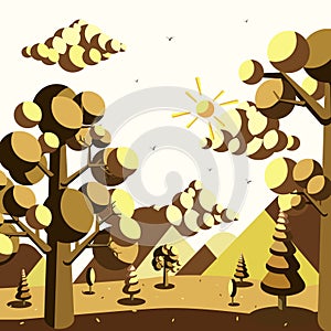 Natural forest landscape afternoon illustration vector, design for theme nature