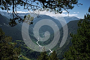Natural framing of the landscape from the Roc del Quer viewpoint in the Andorran Pyrenees