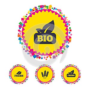 Natural fresh Bio food icons.