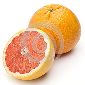 Natural and Fresh Grapefruit Orange on White Background photo