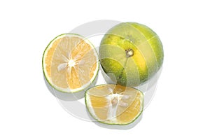 Natural fresh lime sliced isolated on white background