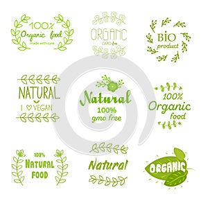 Natural fresh product stickers and labels food