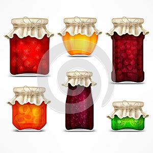 Natural fruit jam preserves jars and retro lid