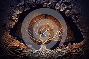 Natural fungus mycelium network Illustration