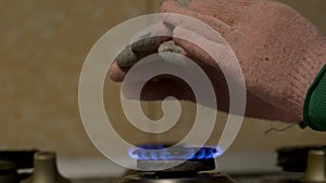 Natural gas burning a blue flames. 4k video.
