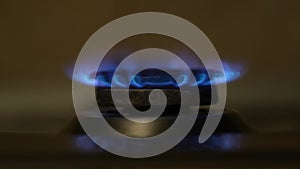 Natural gas burning a blue flames. 4k video.