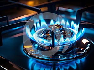 Natural gas flame. Gas flame on dark background.