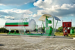 Natural gas fuel tank at car filling station photo