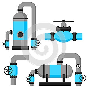 Natural gas heat exchanger, control valves and storage. Set of equipment
