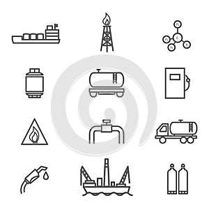 Natural gas line icons set