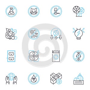 Natural gas linear icons set. Fuel, Energy, Combustion, Pipeline, Fracking, Exploration, Extraction line vector and