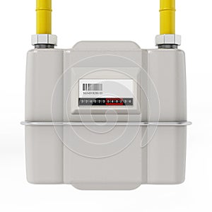 Natural gas meter isolated on white background. 3D illustration