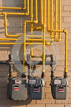 Natural Gas meters & pipes photo