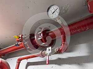 Natural gas pipe with valve and pressure gauge