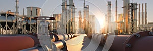 Natural gas pipeline in a refinery 3d render