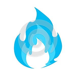 Natural gas production.Gas flame vector icon isolated on white background. Blue burning natural gas in the flat style. Blue fire.
