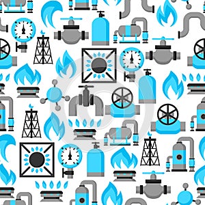 Natural gas production, injection and storage. Industrial seamless pattern photo